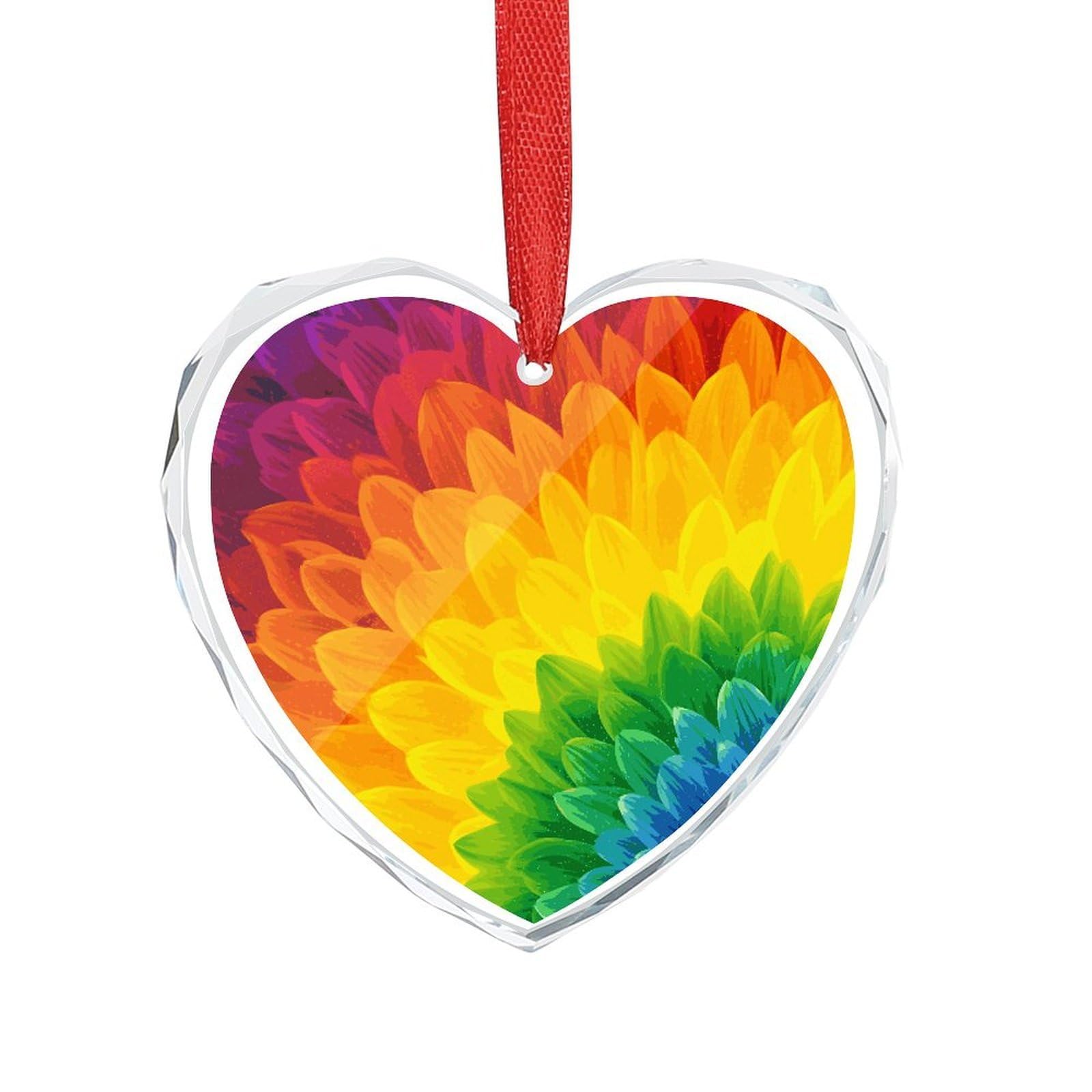 Wsoihfec Style Sunflower Rainbow Engagement Gifts For Couples, Glass Ornaments Just Married Bridal Shower Decor, Heart Keepsake Decor For Bride & Groom