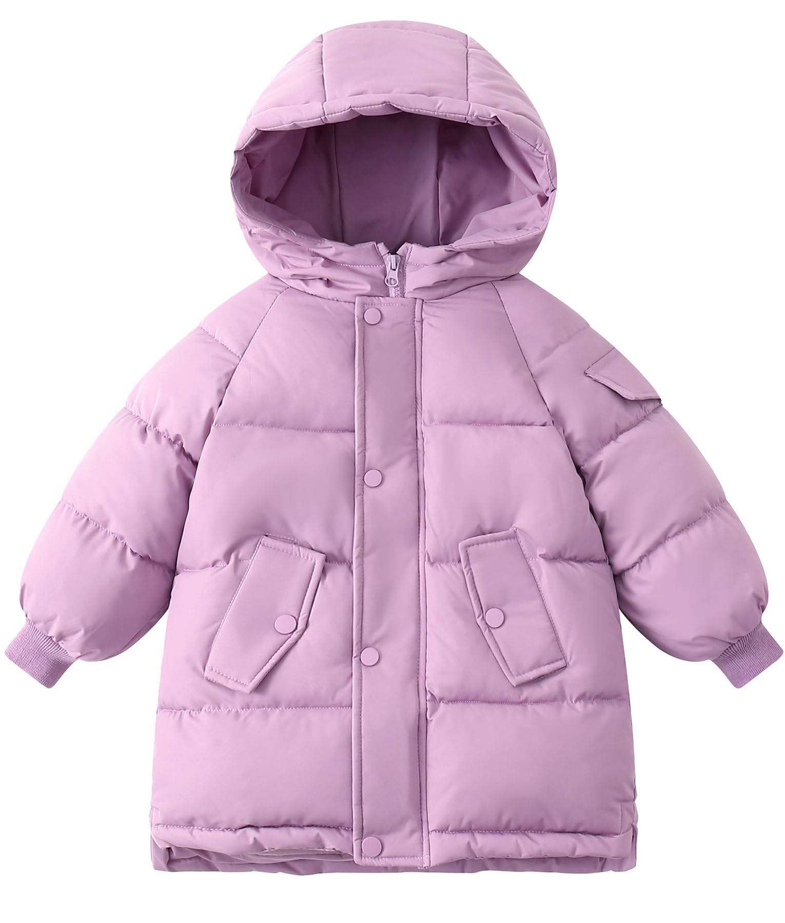 Maeau Giacca invernale trapuntata per bambini e bambine, leggera, media lunghezza, in cotone di piuma, imbottita, calda, morbida e confortevole, 3-10 anni/100-150 cm