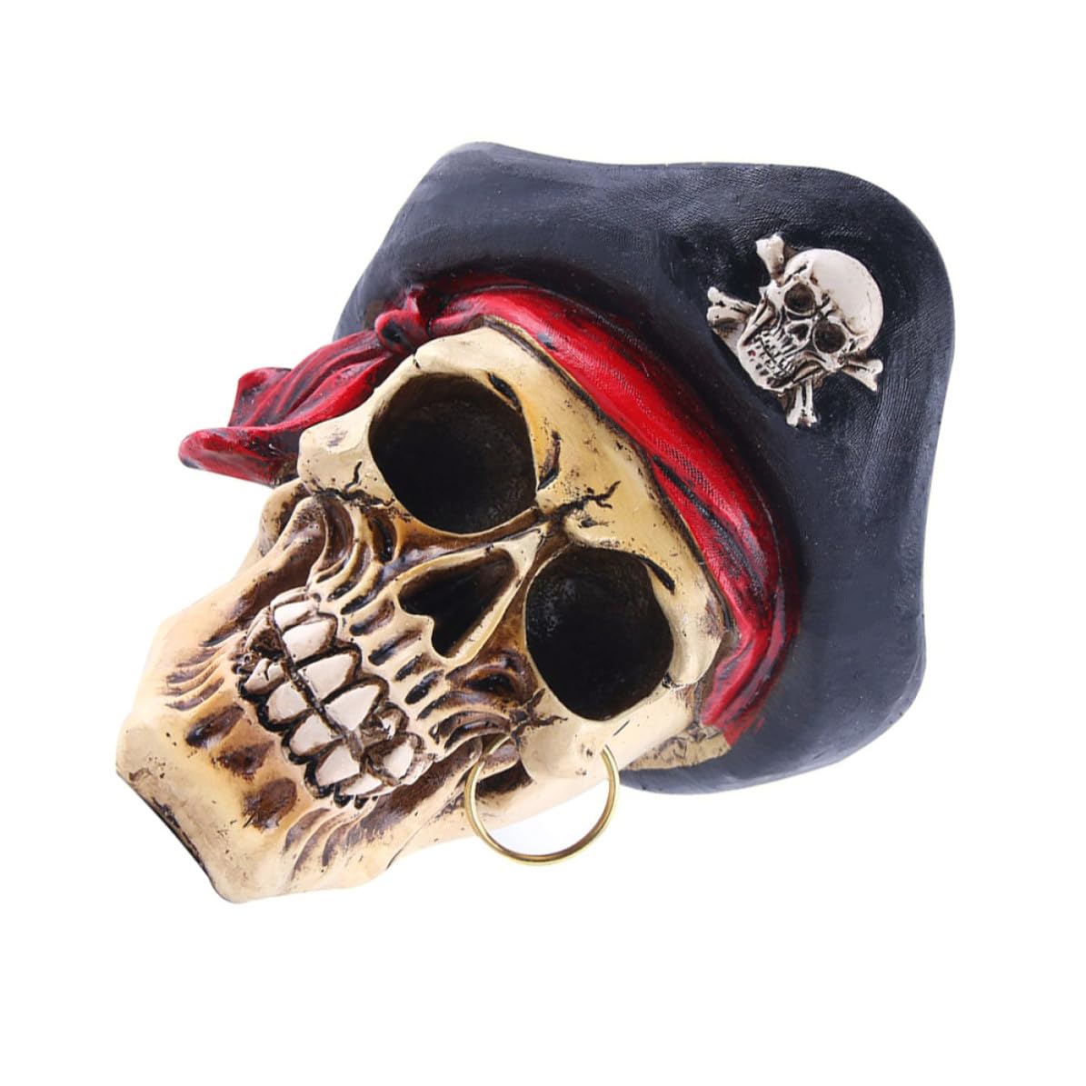 Calavera Pirata de Resina iplusmile con Diseño Agrietado para Decoración