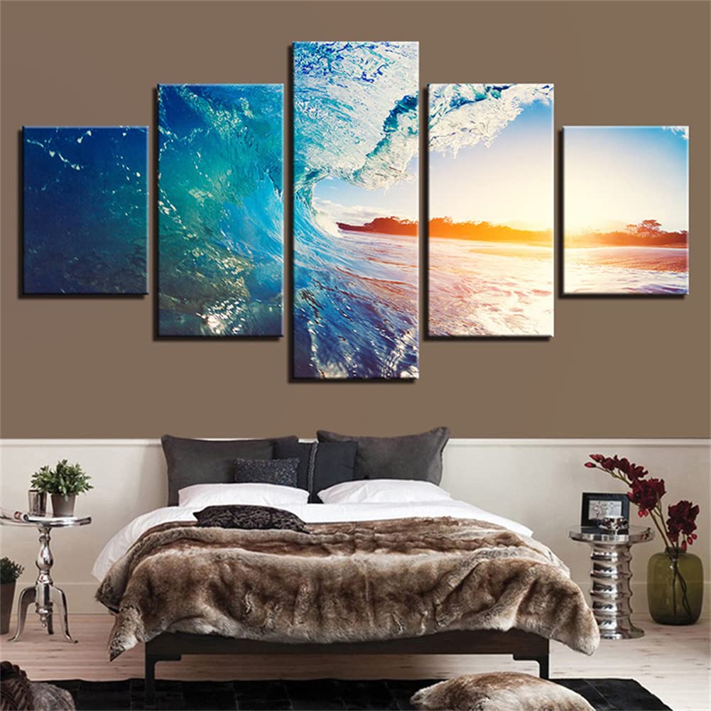 5D Diamant Peinture grand format contre l'ennui avec ce kit de broderie diamant vagues 5 pièces