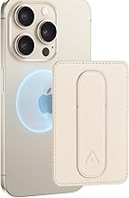 AMAYO - Magnetic Mobile Phone Wallet Card Holder for MagSafe Wallet with Finger Holder - Card Case Phone Wallet Finger Holder Stand Grip - Holder for iPhone Accessories Case (White)