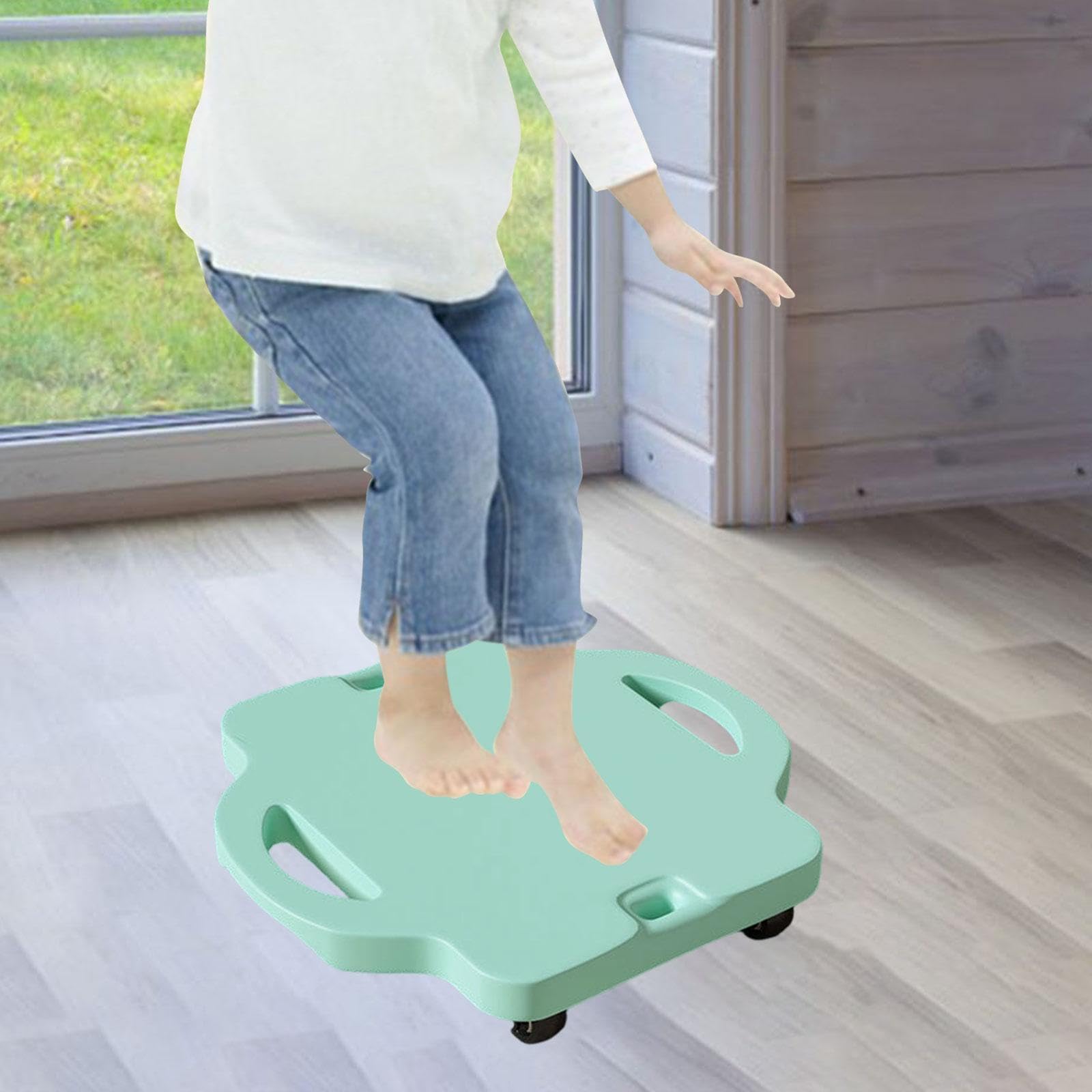 Tavola da Pavimento, Tavola Sportiva, Tavola con Maniglie, Tavola di Equilibrio, Tavola per Bambini, Realizzata in PP, Funzione Sensoriale, Adatta per, Verde