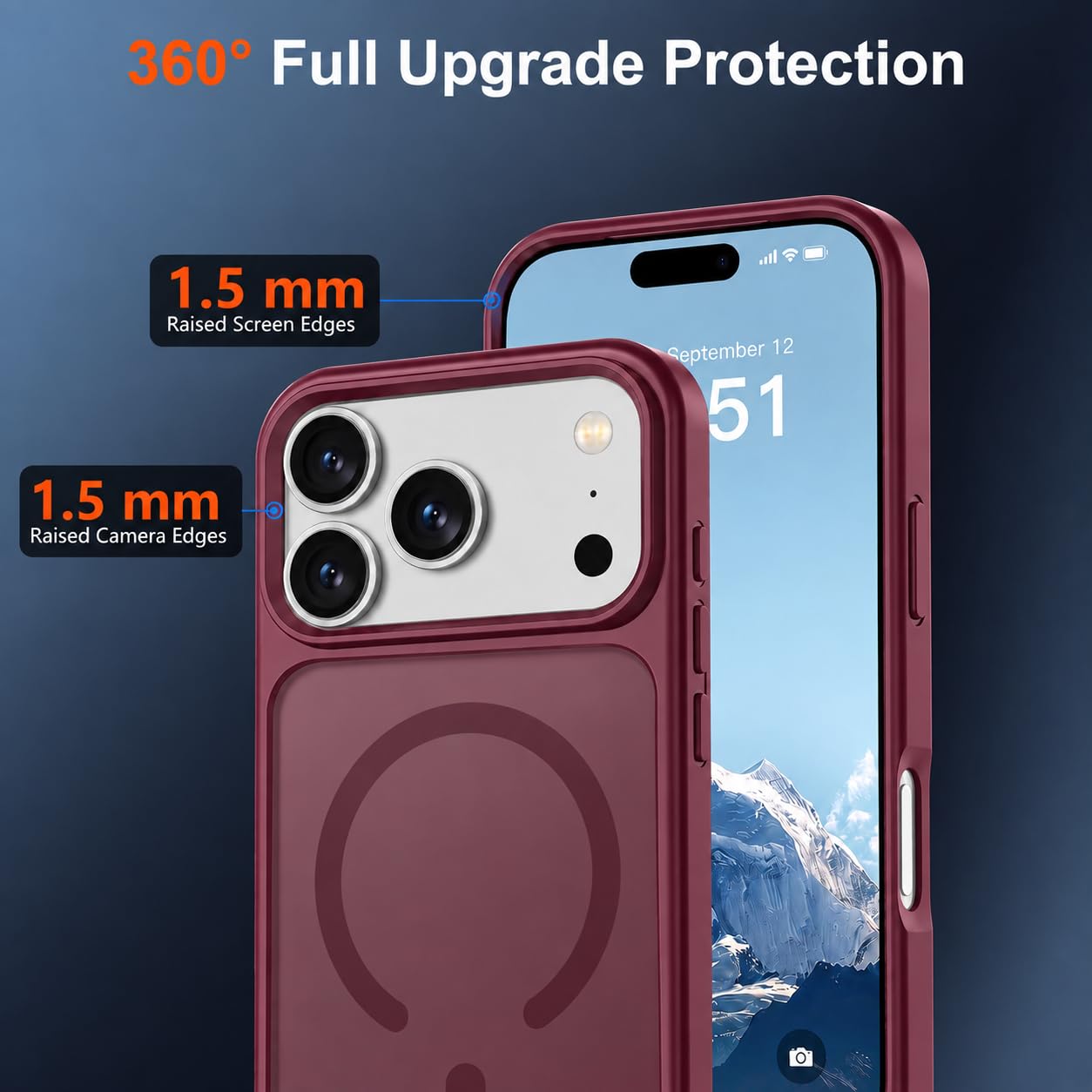 EGOTUDE for iPhone 18 Pro & iPhone 17 Pro Case, Frosted Translucent Matte Hard Back Cover Compatible with Mag-Safe (Burgundy) — Amazon image 6