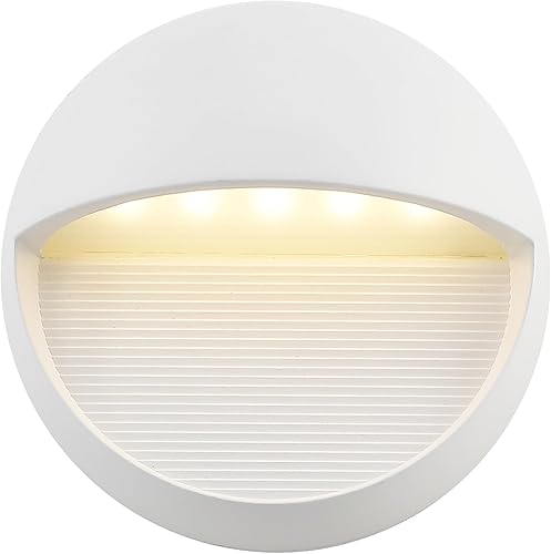 Miniatura 9 de JONATHAN Y Lámpara de pared LED integrada redonda moderna de oro antiguo de 6.25 pulgadas, de metal y vidrio, impermeable, para porche, patio