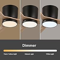 Vista 3 de reiga 52" Natural Wood Ceiling Fan with Light and Remote, 3 Blade Flush Mount Low Profile Ceiling Fan for Bedrooom Living Room, Quiet DC Motor