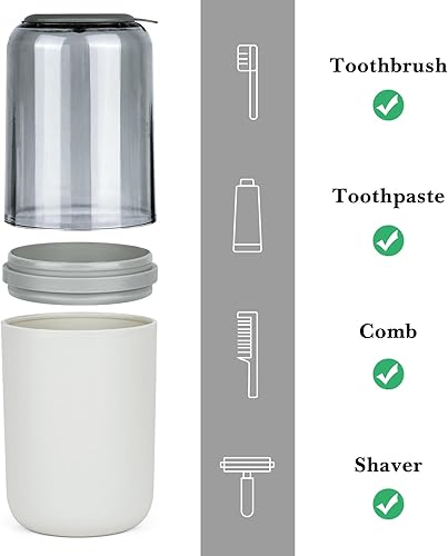 Miniatura 3 de Estuche de viaje para cepillos de dientes, soporte de plástico para cepillos de dientes con orificio de drenaje, caja portátil para almacenamiento