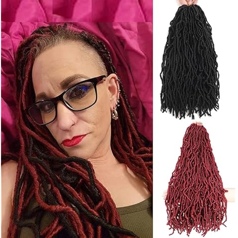 6 Packs Faux Locs Crochet Hair 24Inch Black Soft Locs 24 Inch Crochet Hair 6 Packs Burgundy Cover