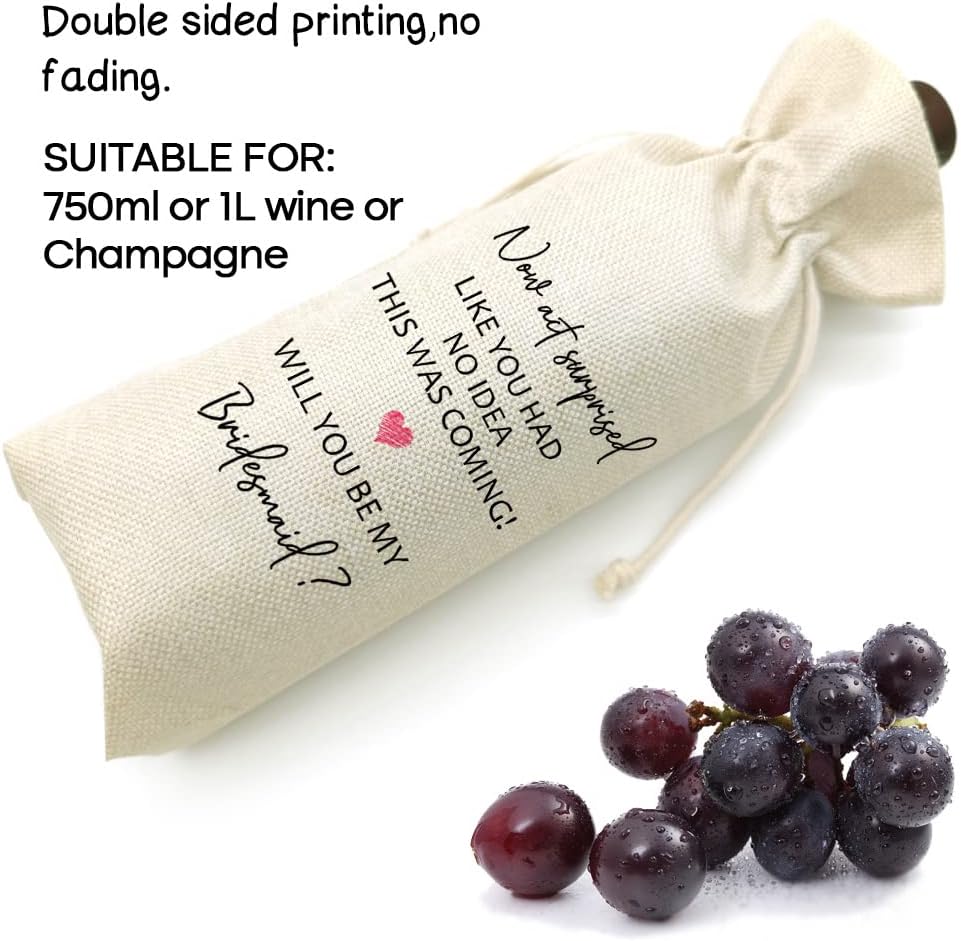 Bridesmaid Wine Bag - Now Act Surprised Will You Be My Maid of Honor, Bridesmaid Proposal, Bridal Party Bridesmaid Wine Bag, Engagement Gift, Funny Gift for Bride(5SW19108) image 4