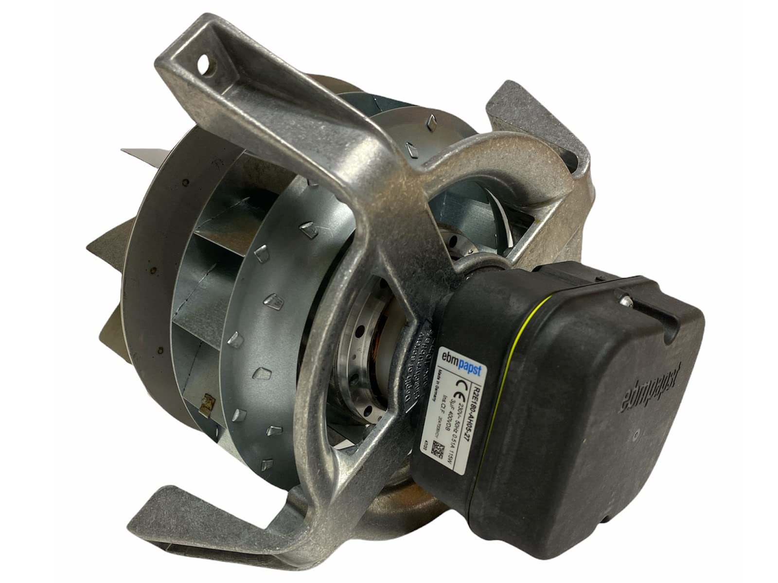 ERICAMBI, Estrattore Aspiratore Fumi EBM R2E180-AH05-27 per Stufe a Pellet, Potenza 115W, Ventola Ø 180mm, Numero di Giri Fino a 2600rpm, Provvisto di Girante in Acciaio AISI 430