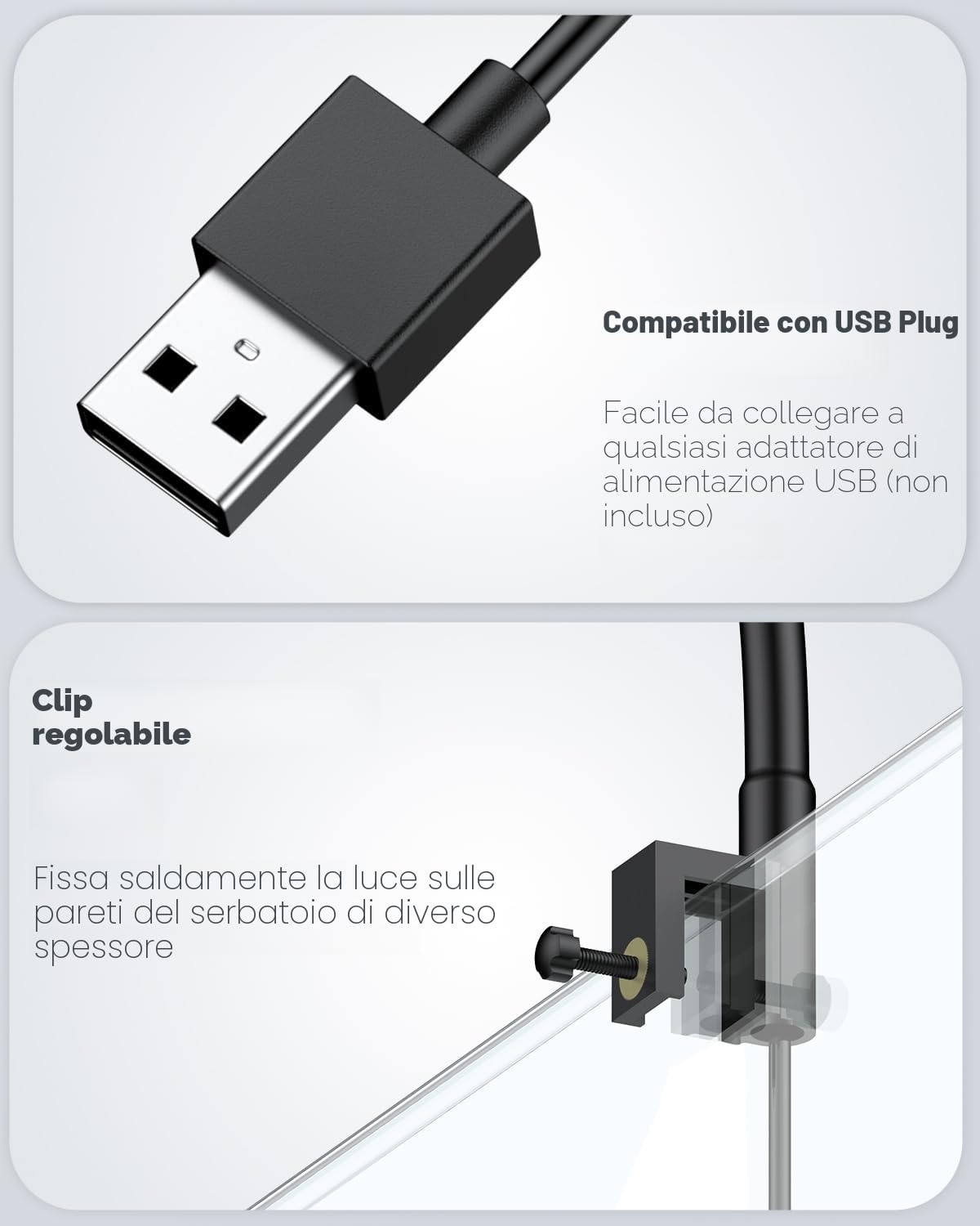 Pawfly LED Luce dell'acquario 6W Clip On per vasche 3,8-38L spettro completo dimmerabile USB timer