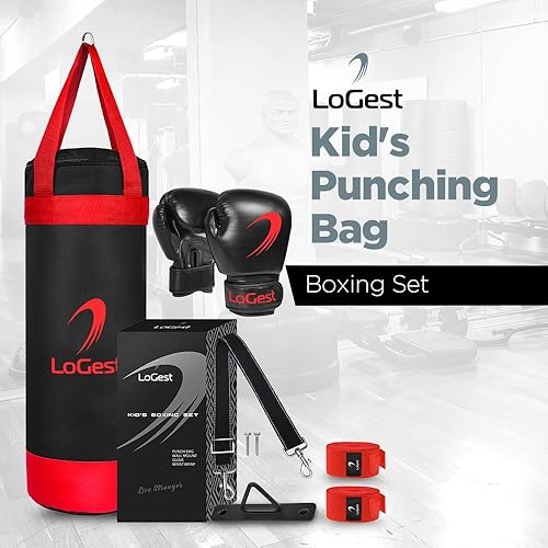 Miniatura 8 de LoGest Punching Bag for Kids Boxing Set - Suitable for Kids Punching Bags 3-8 Years of Age - Boxing Gloves & Hand Wraps Included - Youth Children
