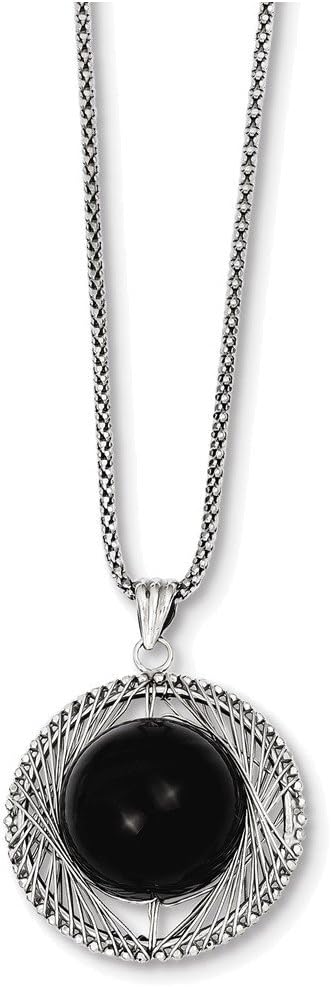 Sterling Silver Rhodium Plated Black Tiger's Eye Necklace