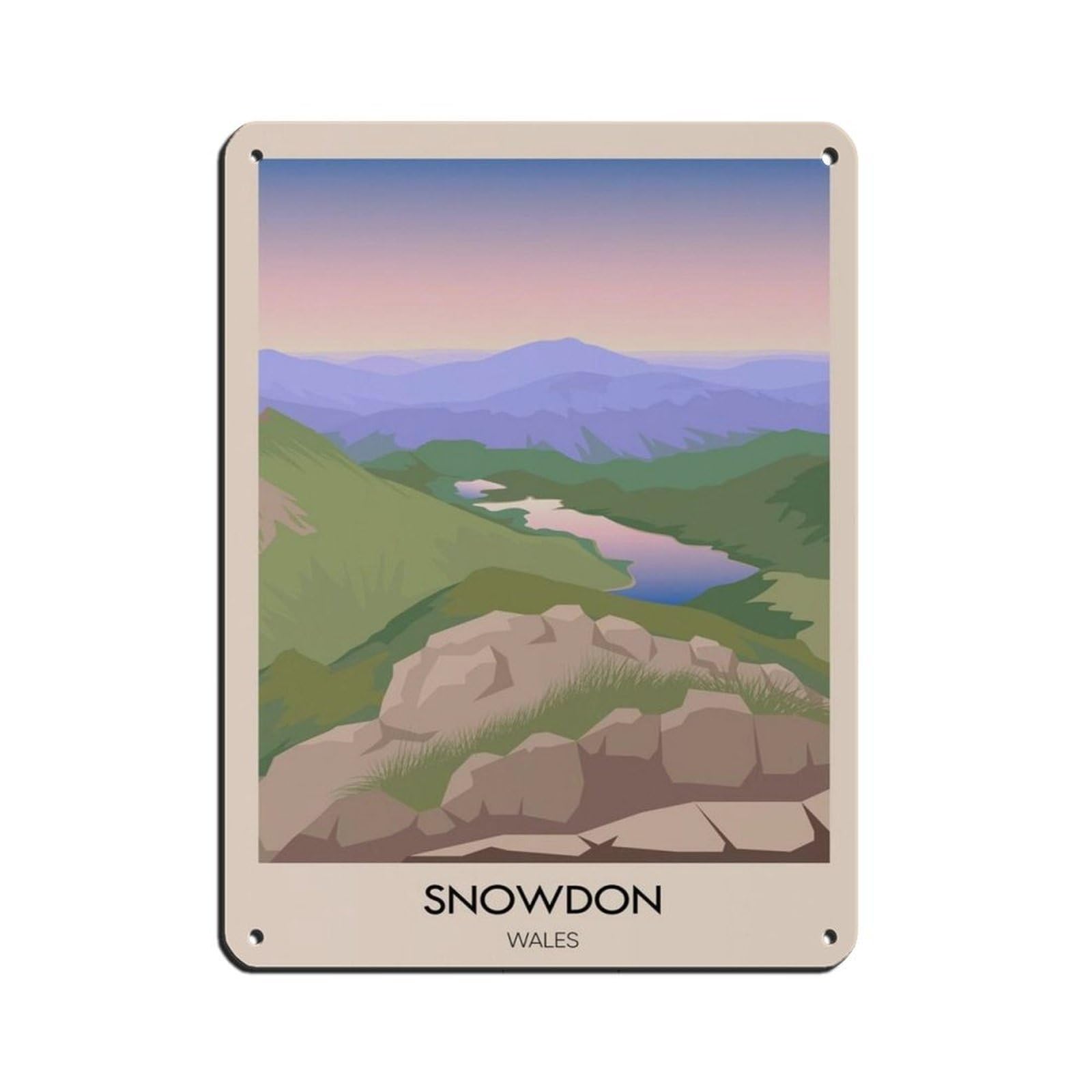 Lxwnze 30L X 40W Cm Mount Snowdon, Three Peaks Challenge Tin Sign Vintage Metal Pub Club Cafe Bar Home Wall Art Decoration Poster Retro 12X16inch(30X40cm)