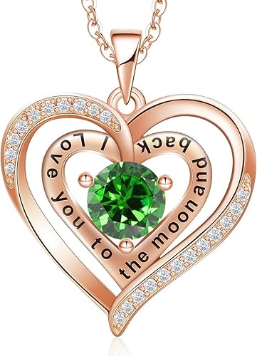 Joyería para mujer, collar de plata de ley 925 chapada en oro rosa para mujer, collar con colgante de corazón, regalo para su esposa, mamá,