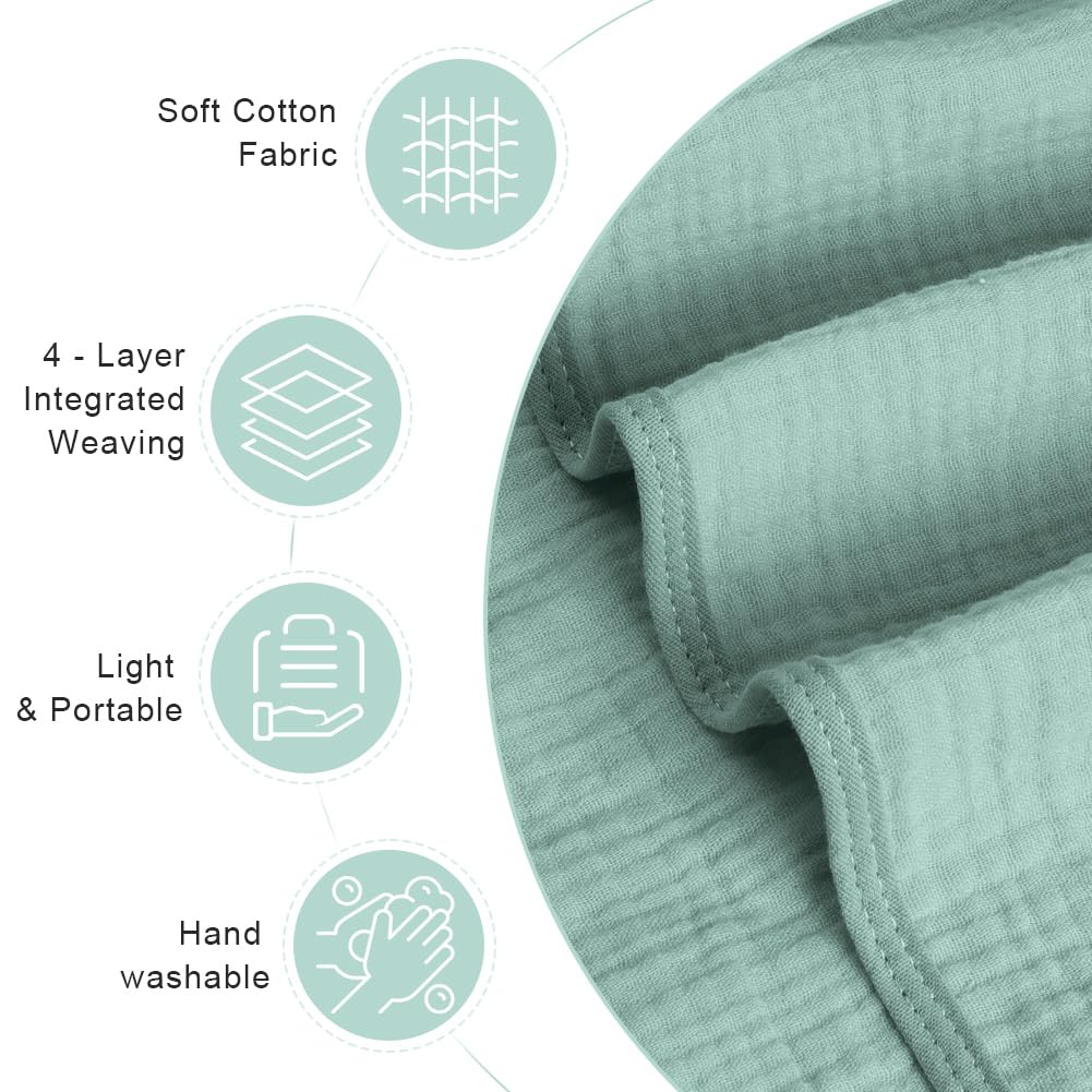 Aolso Accappatoio Neonato, 80x80cm Crêpe Asciugamani Con Cappuccio Per Bambini, Accappatoio Neonato con Cappuccio Extra Morbido e Super Assorbente per Neonati e Bambini 0-3 Anni-Verde