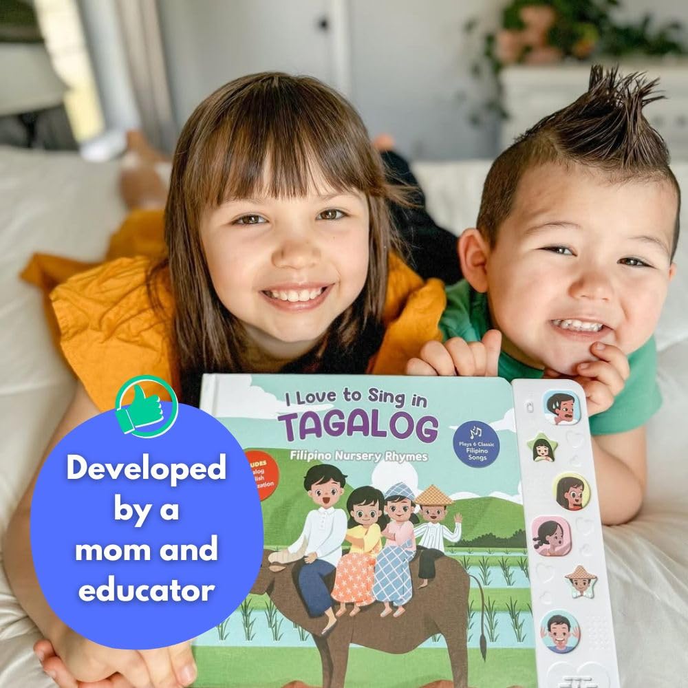 Me encanta cantar en tagalo: Rimas infantiles, Libro de canciones interactivo de prensa y juego, Tagalo para niños pequeños, Tagalog Baby, Libros para niños, Libros para niños en 3