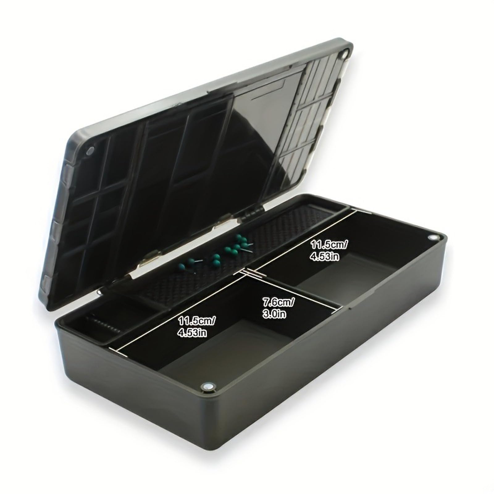 Caja de aparejos de pesca con pasador de aparejo, caja de almacenamiento de aparejos de pesca, contenedor de accesorios de pesca, caja de almacenamiento fácil de transportar