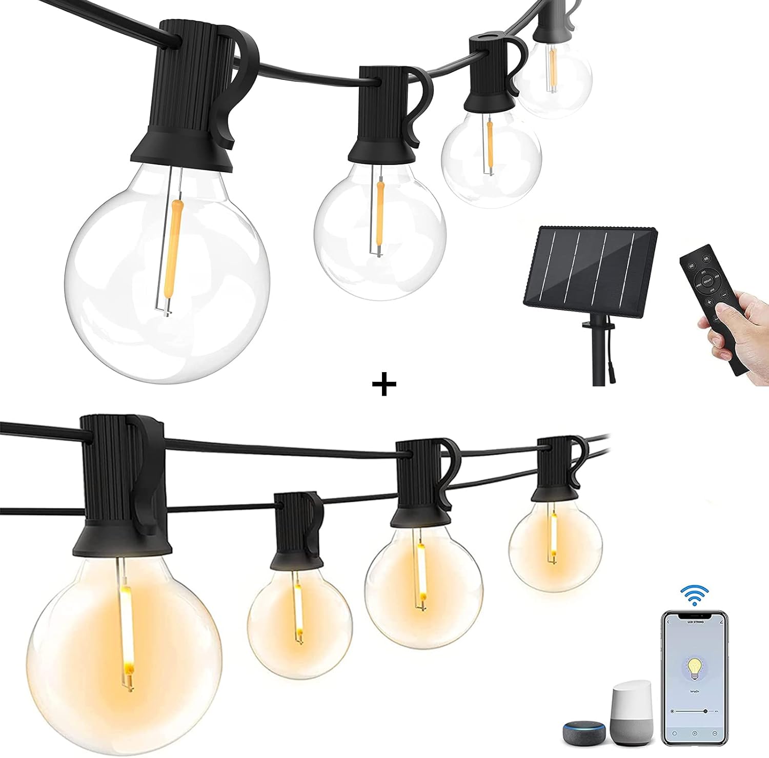 Yuusei Outdoor String Lights 25FT G40 WiFi Bluethooth & App Controlled