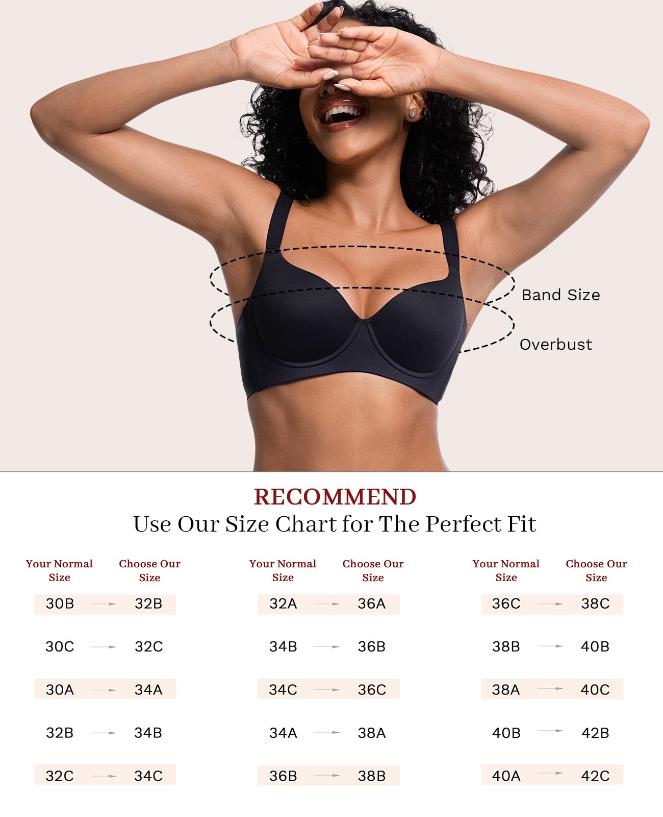 Brasier sin costuras para mujer, suavizante de espalda, cómodo, ligeramente acolchado, soporte con aros