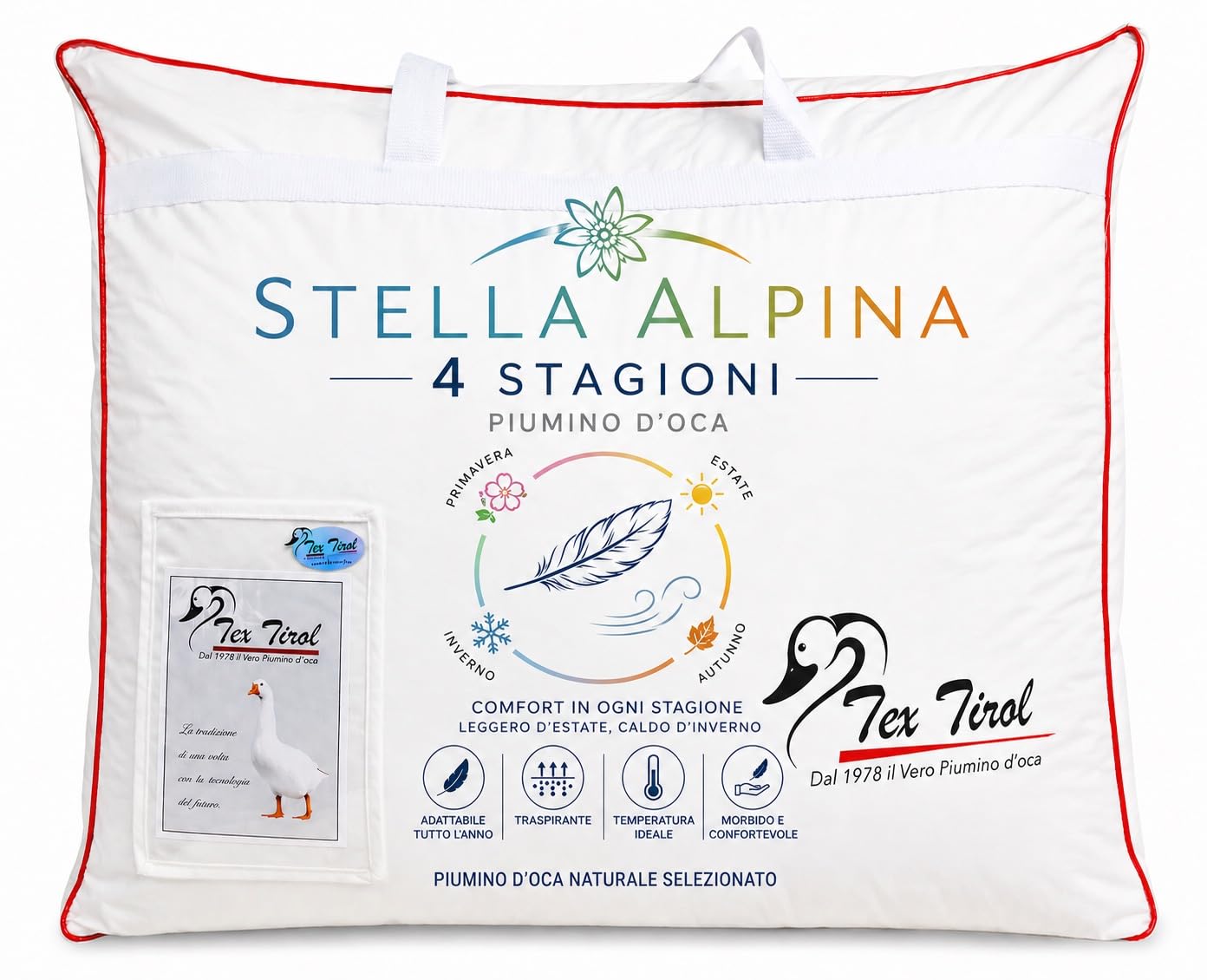 PIUMINO Oca TEX TIROL © STELLA ALPINA 4 STAGIONI 100% Piumino OCA tutte le misure - MATRIMONIALE 2 PIAZZE CM. 250X200