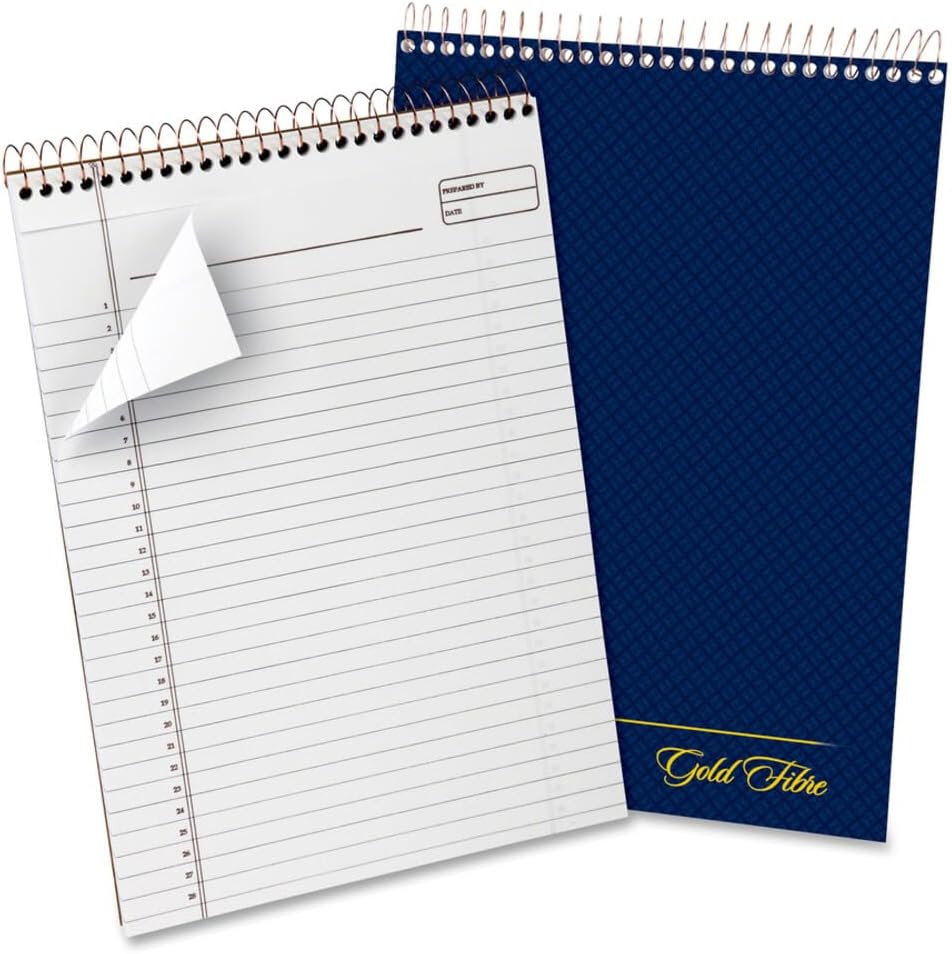 AMPAD Gold Fibre Project Planner, Top-Wire Bound, 8-1/2" x 11-3/4", Project Rule, Navy Cover, 70 Sheets (20-815) , White