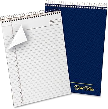 AMPAD Gold Fibre Project Planner, Top-Wire Bound, 8-1/2" x 11-3/4", Project Rule, Navy Cover, 70 Sheets 20-815 , White