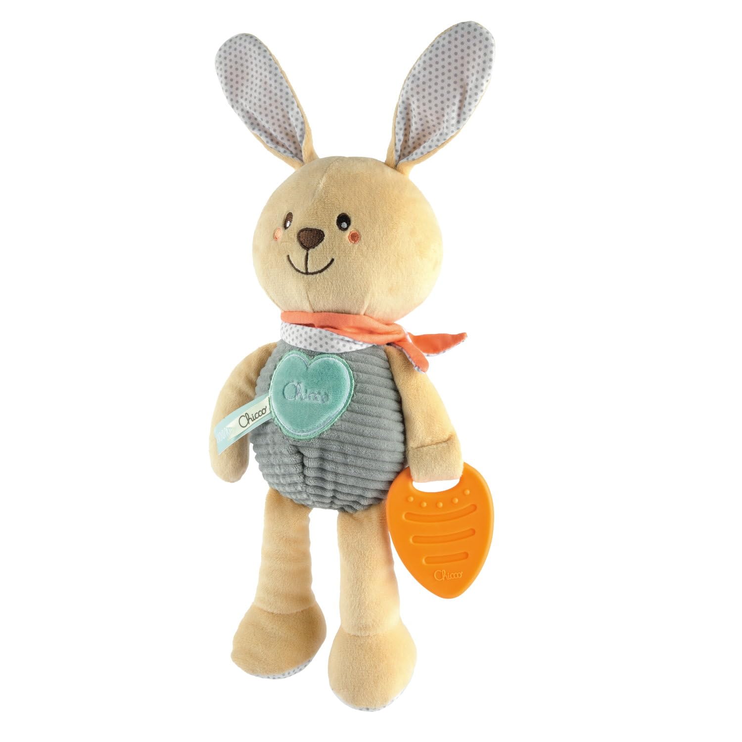 Chicco My Sweet Doudou Congilietto Coccolone, Morbido Coniglietto Realizzato con Diversi Tessuti, con Carotina in Plastica Morbida per Dentizione, Giochi Bambino, 0 Mesi+
