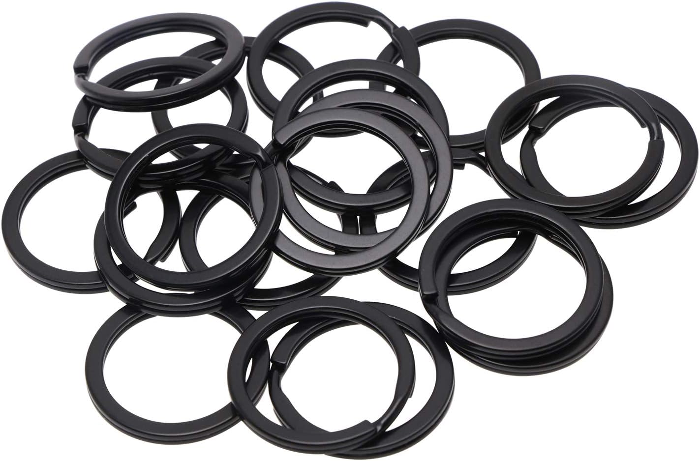 Tupalizy Round Flat Key Chain Ring Metal Split Dog Tag Keychain Ring for Home Car Keys Attachment,Arts Crafts and Belt Lanyards, 20PCS (Black)