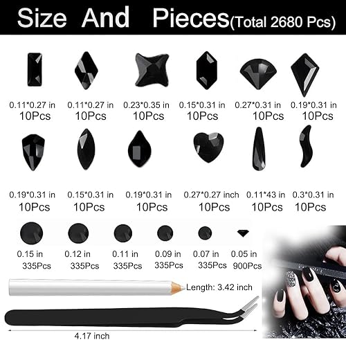 Miniatura 6 de 2680 gemas de uñas de diamantes de imitación verde esmeralda, 120 dijes de uñas grandes de color verde oscuro con cuentas redondas de parte trasera