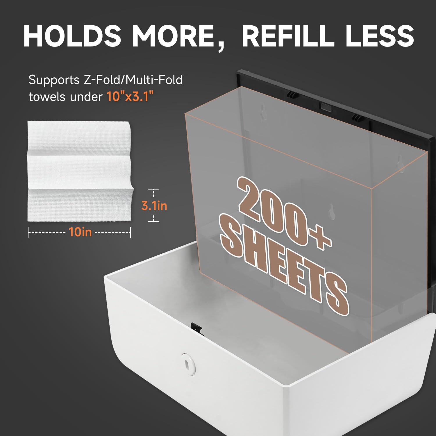 Dispenser Per Asciugamani Di Carta Da Parete - Portarotolo Igienico Commerciale Con Antifurto - Bianco