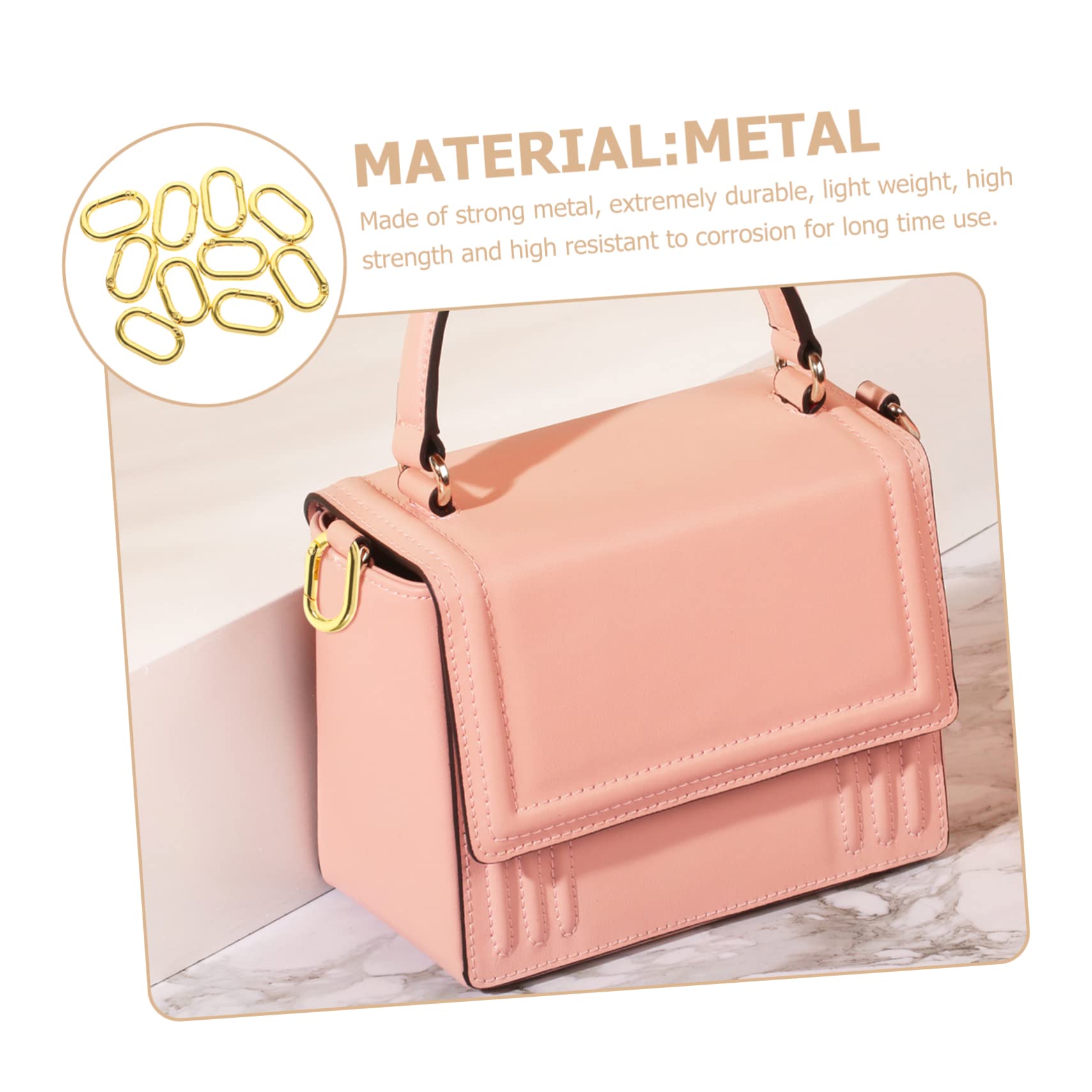 EXCEART 30pezzi Moschettoni Ovali Metallo Con Chiusura Molla Resistente e Facile Da Usare Per Portachiavi e Accessori Fai Da Te Design Elegante e Resistente Alla Corrosione