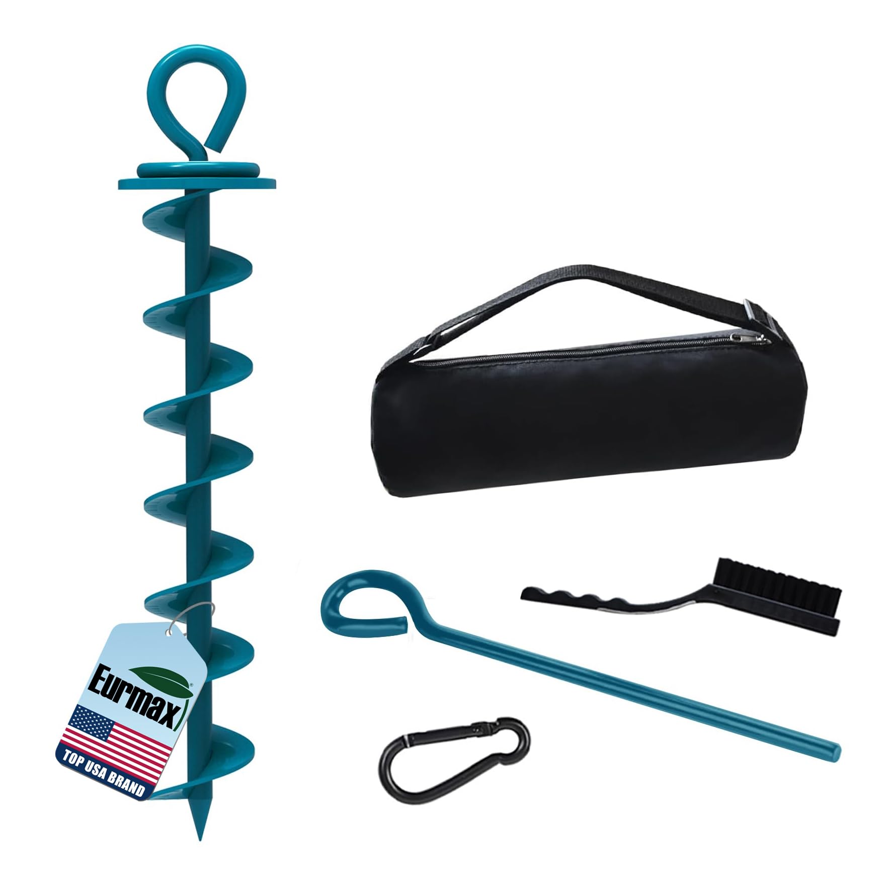Eurmax USA Heavy Duty Dog Tie Out Stake, No-Tangle In Ground Anchor Runner for Large Dogs up to 210 Lbs - Perfect for Yard, Beach and Camping (Large,Navy Blue)