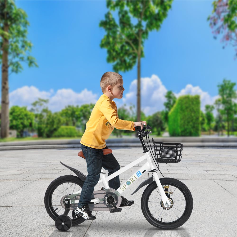 OHMG 12/14/16 Zoll Kinderfahrrad für ab 3-9 Jahre Jungen & Mädchen,Kinder Fahrrad mit Stützrädern, Fahrrad für Kinder, HöHenverstellbar Kinderfahrräder für Schulung Outdoor Reiten