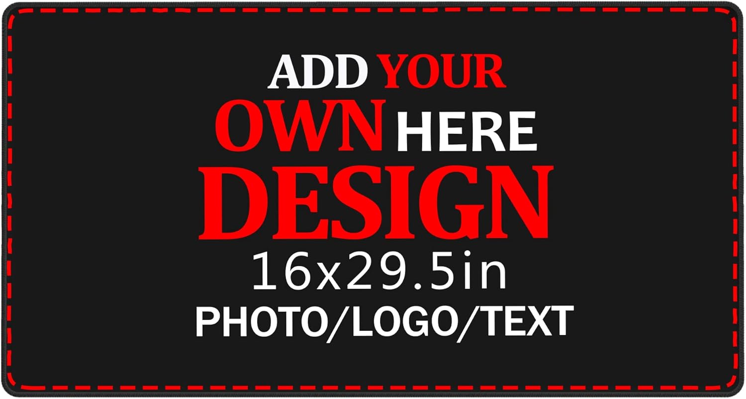Custom Extended Gaming Mouse Pad Personalized Add Your Own Photo Picture Text Large Mouse Mat Anti-Slip Rubber Base Stitched Edge Mouse Pad for Office Computer Laptop (29.5 x 16 in / 75 x 40 cm)