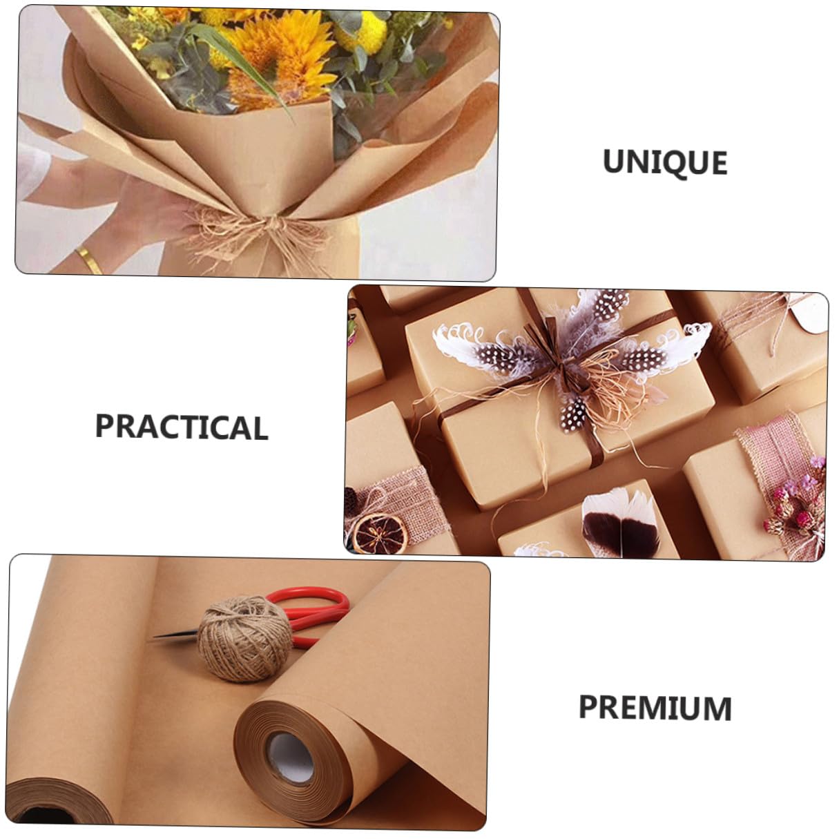 Parliky Papier Kraft Décoratif Marron 45cm X 30m Rouleau Unique pour Emballage Présent et Bricolage, Résistant Odeur, pour Créations DIY et Bouquets