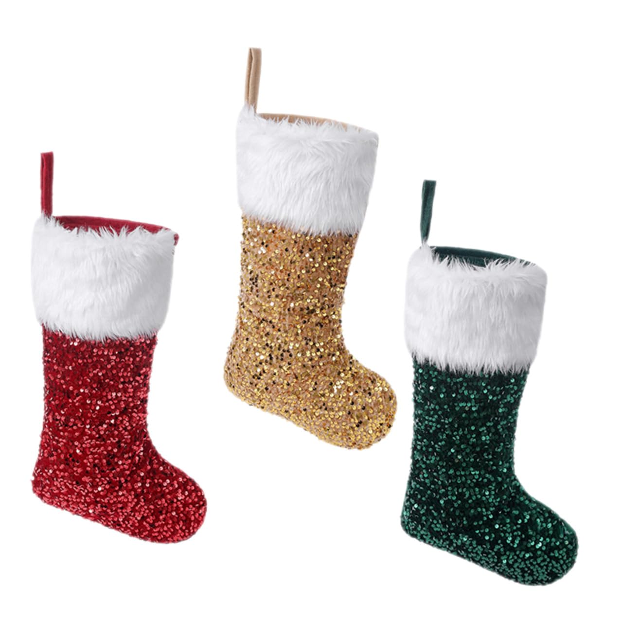 Chaussettes de Noël en peluche rouge vert or pour emballage cadeau original