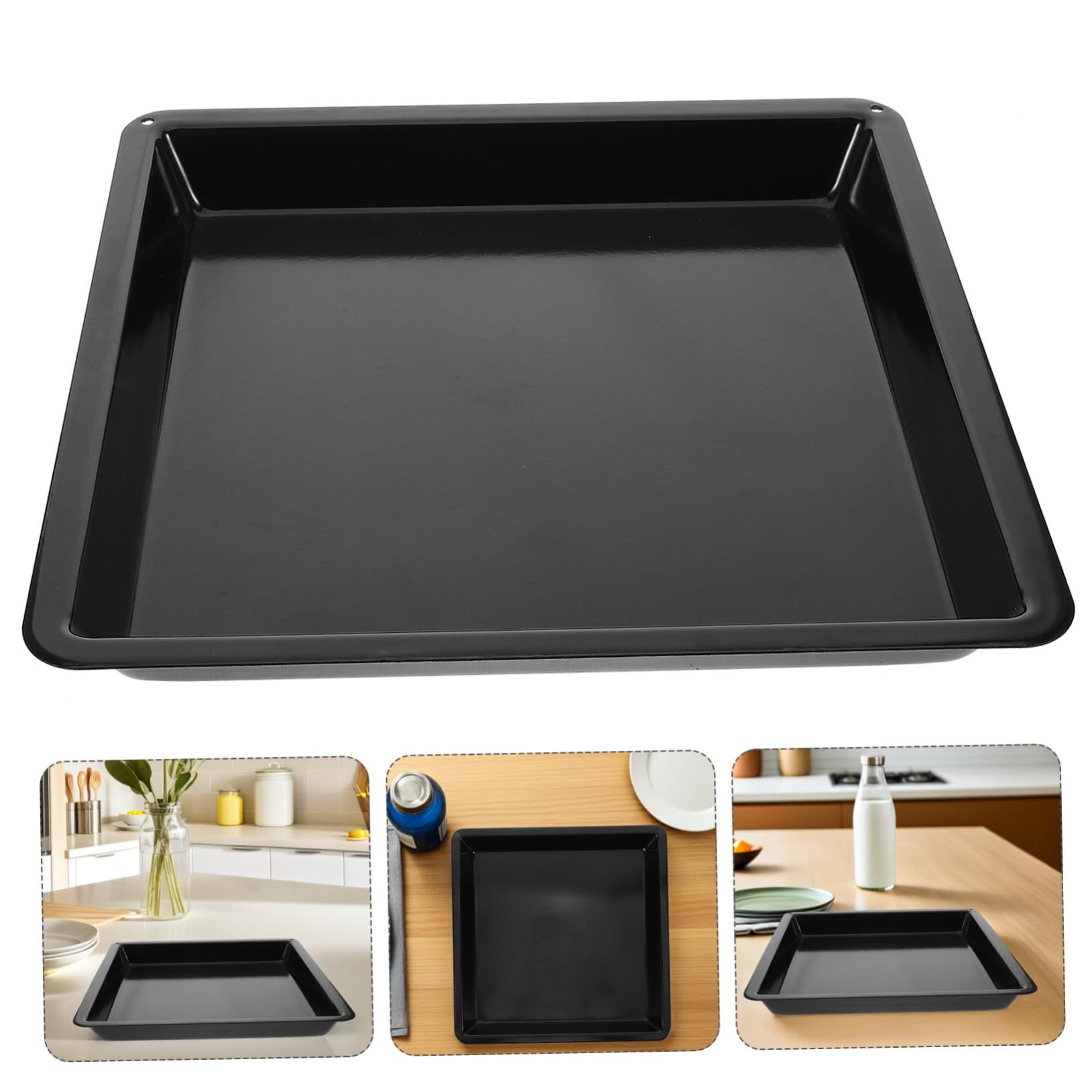 NOLITOY Backblech Schwarzem Emaille Profiqualität Antihaftbeschichtet 32,2x32,2x3,2cm Gastronomie Backform für Backofen Große Bratform Langlebig