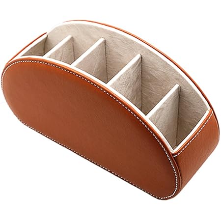 Amazon Awesomes リモコンラック Puレザーリモコンホルダー 卓上リモコン収納ボックス 卓上小物収納ケース レザー製オシャレ収納ボックス ブラウン リモコンラック オンライン通販