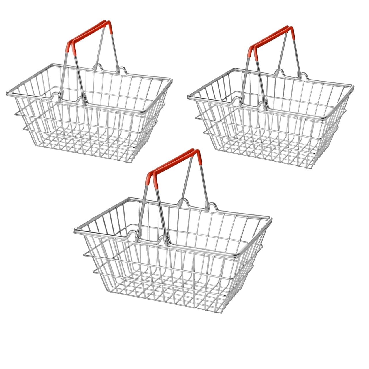 DUAYRA Mini Stainless Steel Shopping Basket | Food Serving Basket | Multipurpose Durable Lightweight & Portable | Heavy Duty Strong Carry Handles | Small Grocery Baskets | L 19cm x W 13cm x H 8cm (3)