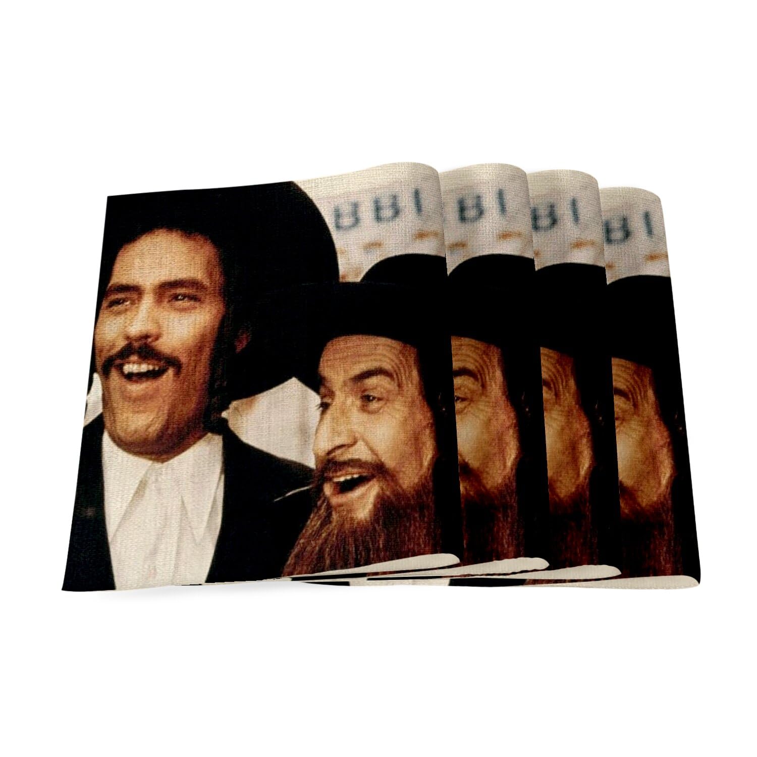 Sets de table Rabbi Jacob en lin pour animer vos repas de famille en grand format
