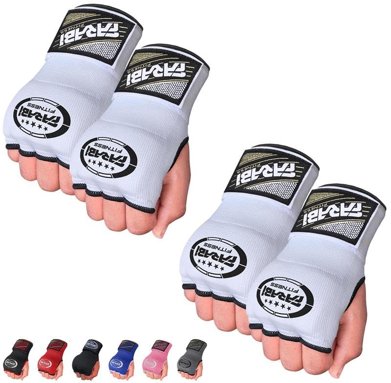 Farabi Kids Junior Inner Hand Wraps Gloves Easy Gel Padded Boxing Wraps with Wrist Wraps Pair (White (Pack of 2)) โ image 1
