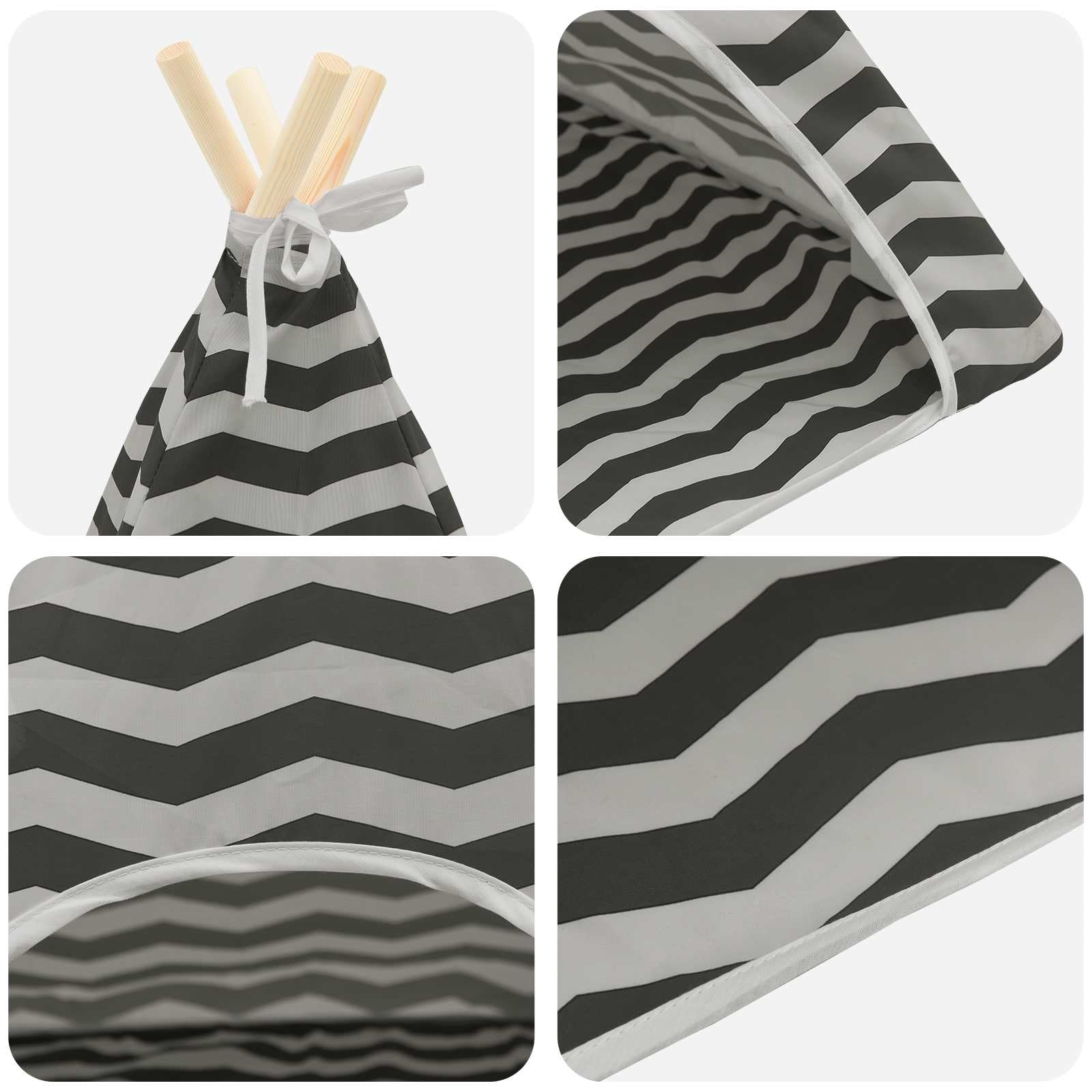 Tipi Tente pour chien et chat avec coussin doux, pliable, 50 x 50 x 60 cm, blanc et gris