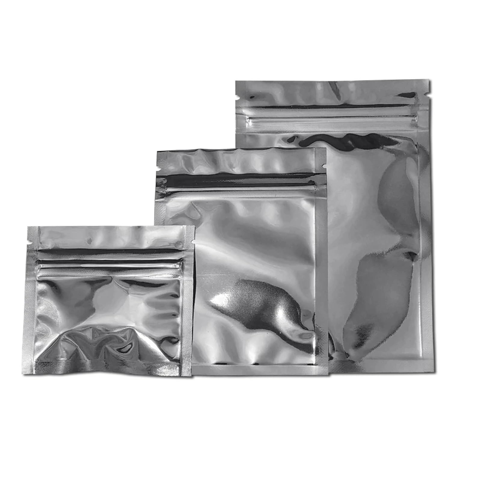 100 szt. Srebrna aluminiowa folia Zip Lock Bag Self Grip Seal Tear Notch Wielokrotnego użytku zamykane jedzenie przekąski herbata przechowywanie woreczki pakunkowe,Plastikowe torebki Ziploc(