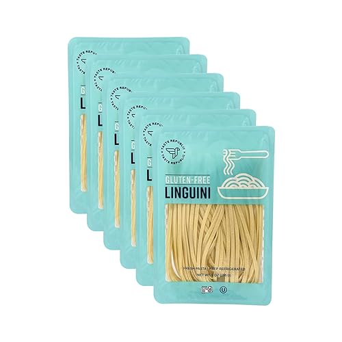 Taste Republic - Pasta sin gluten, linguini, fideos de arroz integral fresco, cocinan en solo 3 minutos, congelados, 9 onzas (paquete de 6)
