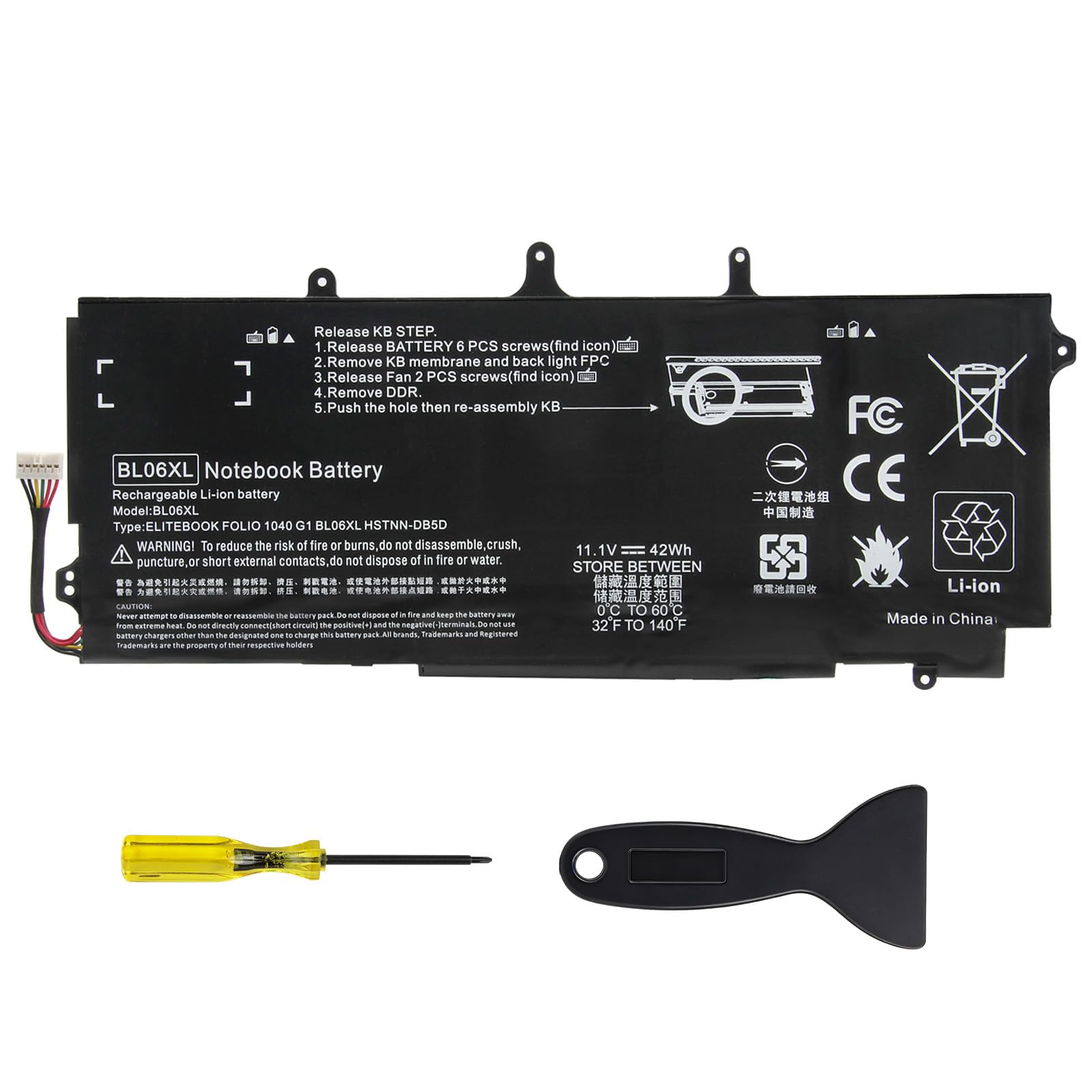 ASUNCELL 11.1V/42Wh BLO6XL Batteria del computer portatile per HP EliteBook Folio 1040 G0 1040 G1 1040 G2 Series 722236-1C1 722236-271 722297-001 722297-005 BL06042XL BL06XL HSTNN-DB5D