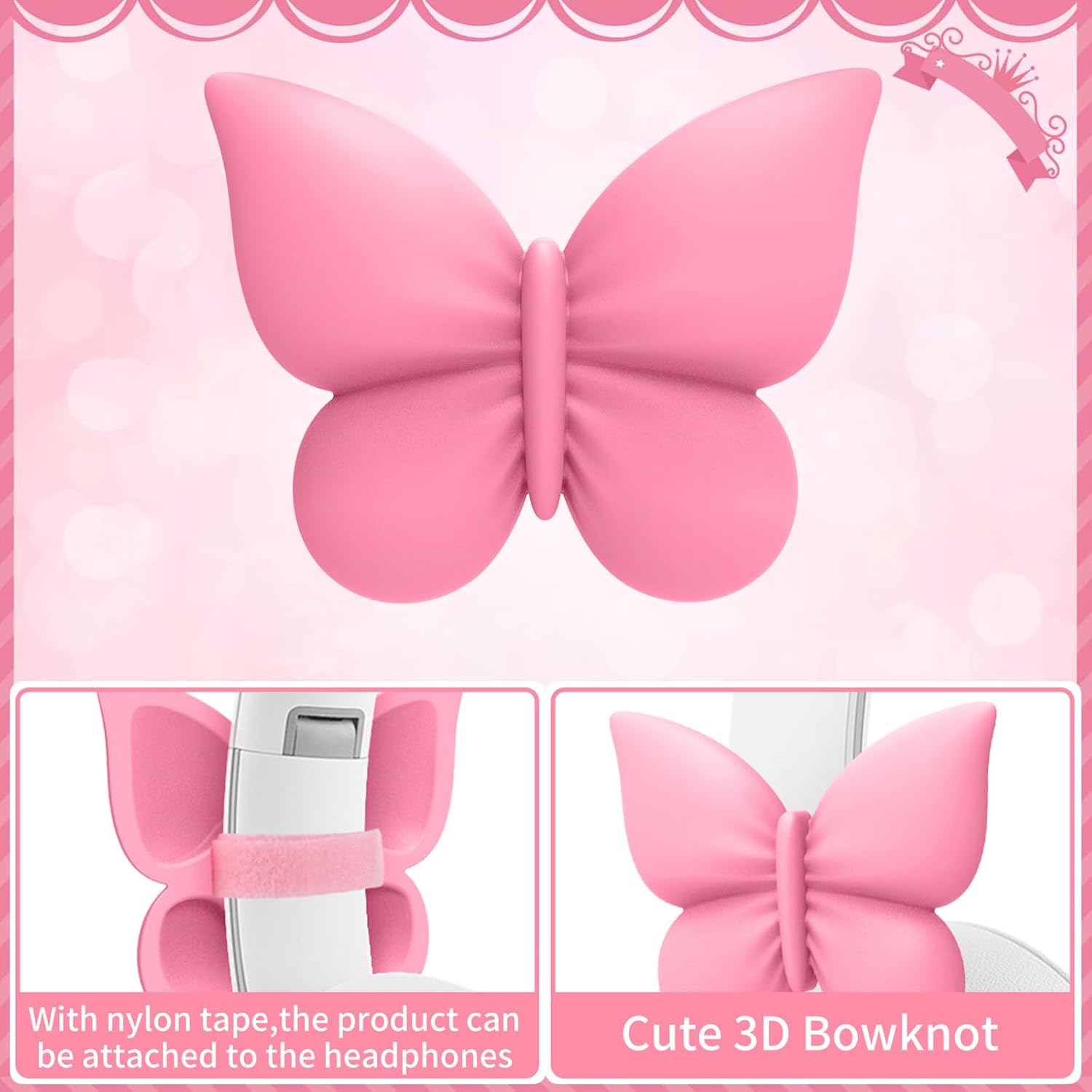 2Pcs Silicone Bowknot Earbuds Accessories Earphone Gaming Headsets Attachment Stereo Headphone Decoration Attachment Silicone Bowknot image 3