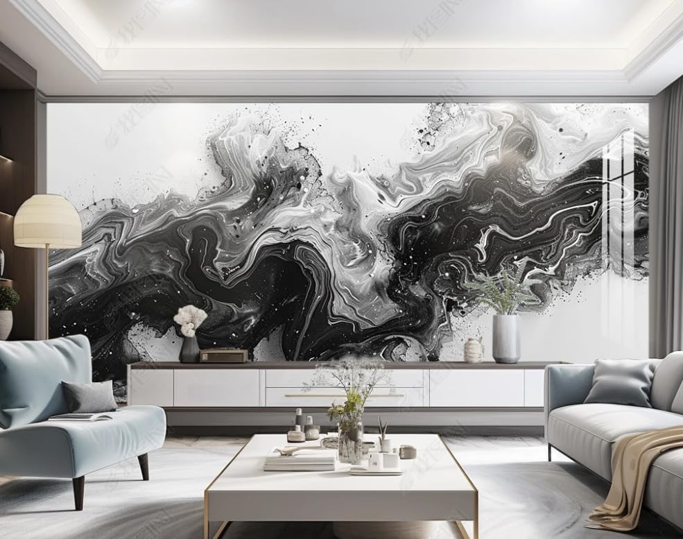 Poster géant mural graffiti noir et blanc pour salon et restaurant moderne