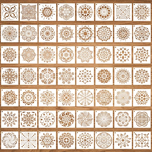 56 Pack (3.6x3.6 inch) Stencils for Painting, Reusable Mandala Do...