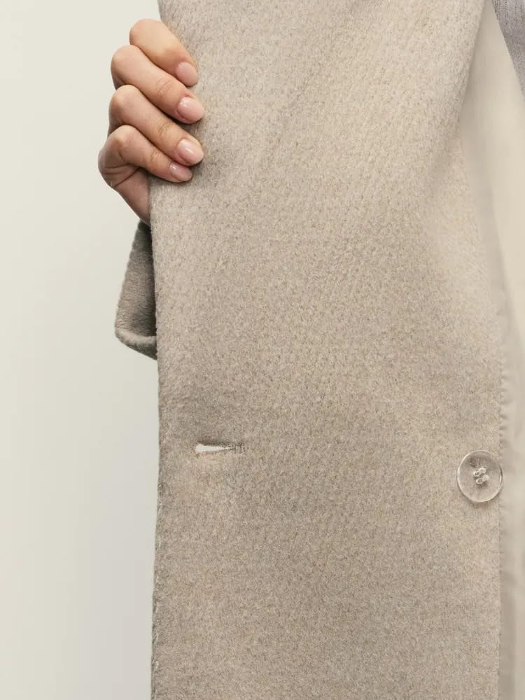 Cappotto Doppiopetto In Lana da Donna, con Ampio Revers, per Autunno e Inverno
