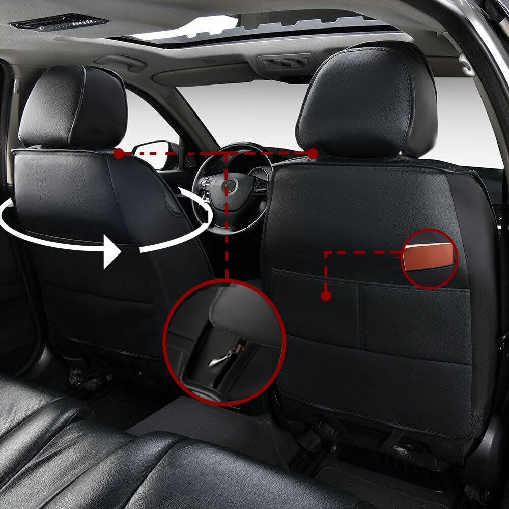 Autositzbezüge Auto Vordersitz 2 PCS Set Für VW Polo Autositzbezüge Leder ，Komfortabel Wasserfest Verschleißfest Atmungsaktiv Schwarz